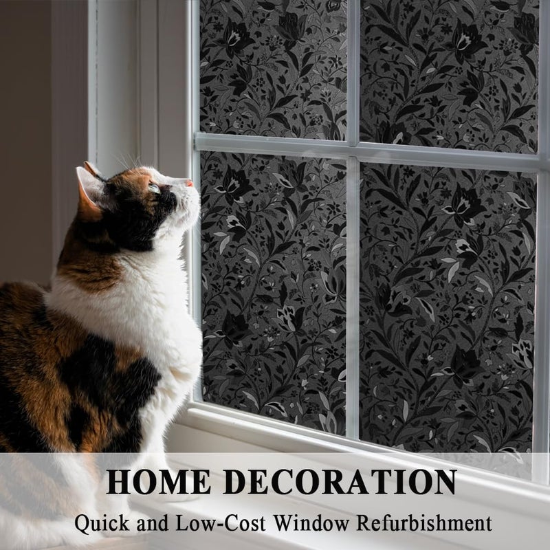 Mikomer Total Blackout Window Film,100% Light Blocking Glass Door Film Etched Tulip,Room Darkening Window Cling,No Glue/Heat Control/Anti UV for Day Sleep & High Privacy,17.5In. by 157In. - Image 5